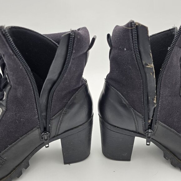 XOXO Womens Black Lace-Up Ankle Boots Size 6 PU/Textile - Picture 5 of 10